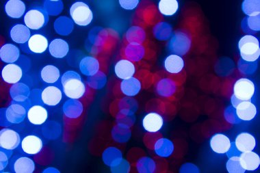 parlak mavi bokeh süs ışıkları arka plan, soyut.