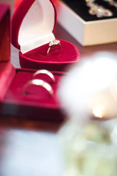 Svatební Den Prsteny Vdaná Nevěsta — Stock fotografie