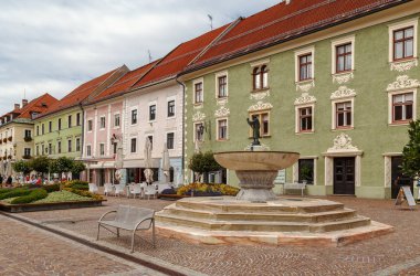 Market square in Sankt Veit an der Glan, Austria