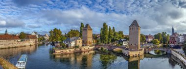 Panorama of  bridge Ponts Couverts, Strasbourg clipart