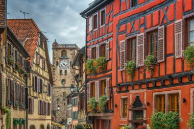 street in Ribeauville, Alsace, France