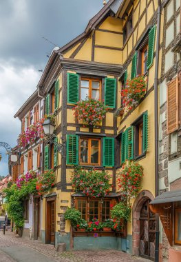 street in Ribeauville, Alsace, France