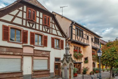 street in Ribeauville, Alsace, France
