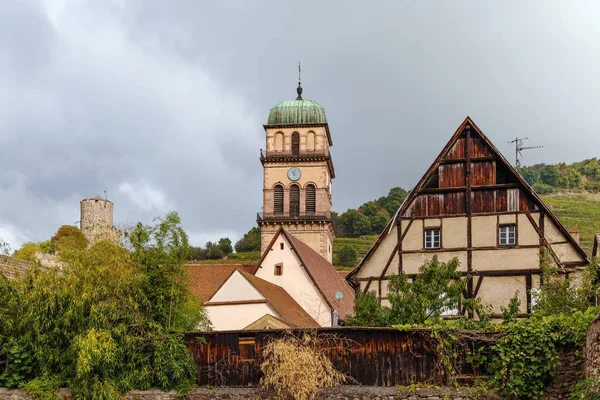 Church tower in Kaysersberg, Alsace, France — Stock Photo, Image