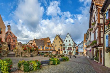 Main square in Eguisheim, Alsace, France