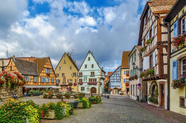 Main square in Eguisheim, Alsace, France — Stok fotoğraf