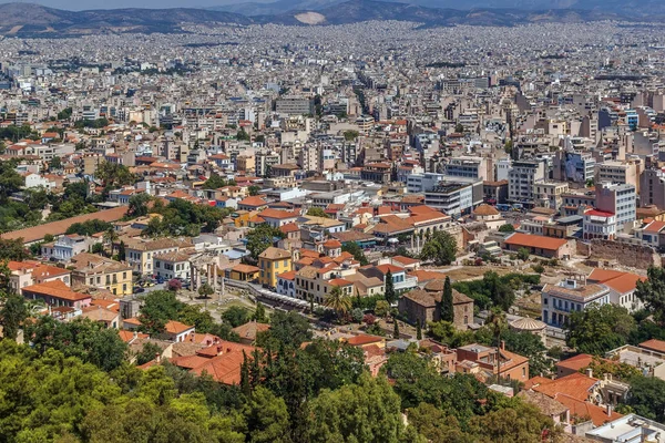 Zicht op Athene vanaf de Akropolis — Stockfoto