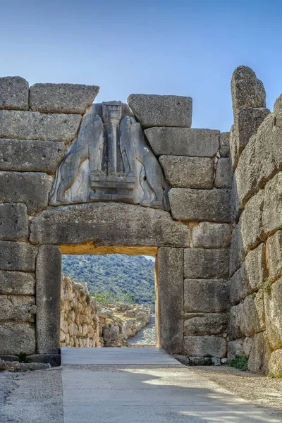 O Portão do Leão em Micenas, Grécia — Fotografia de Stock