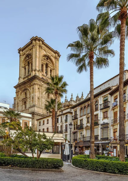 Stadsgezicht met kathedraal toren, Granada, Spanje — Stockfoto