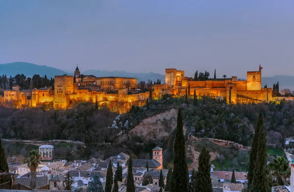 Pohled na Alhambra, Granada, Španělsko — Stock fotografie