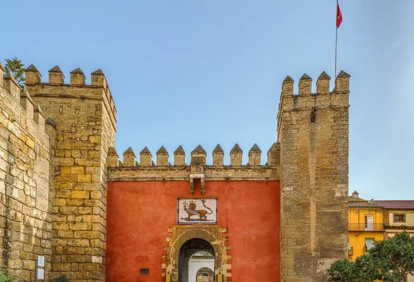 Löwentor im Alcazar von Sevilla, Spanien — Stockfoto