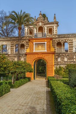 Bahçede Alcazar Seville, İspanya