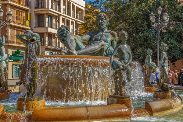 Turia brunnen, valencia, spanien — Stockfoto