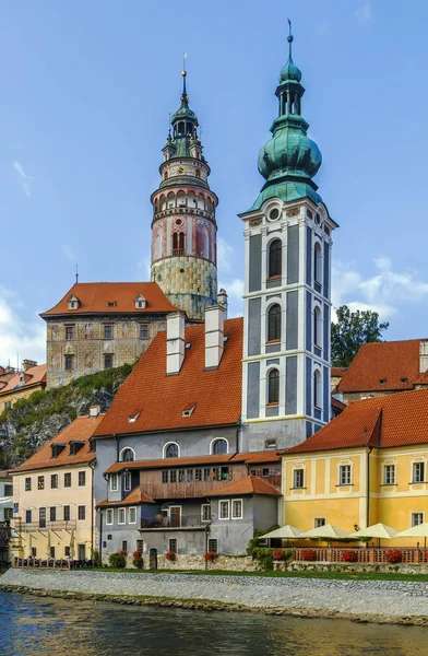 Zobrazení se dvěma tower, Český Krumlov — Stock fotografie