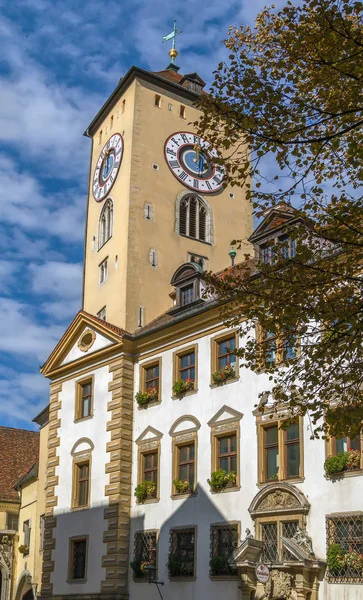雷根斯堡，德国市政厅塔 — 图库照片