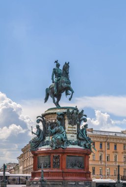 Anıt Nicholas için Nicholas bir bronz atlı anıt olduğunu ben St Isaac's Meydanı Sankt Petersburg, Rusya.