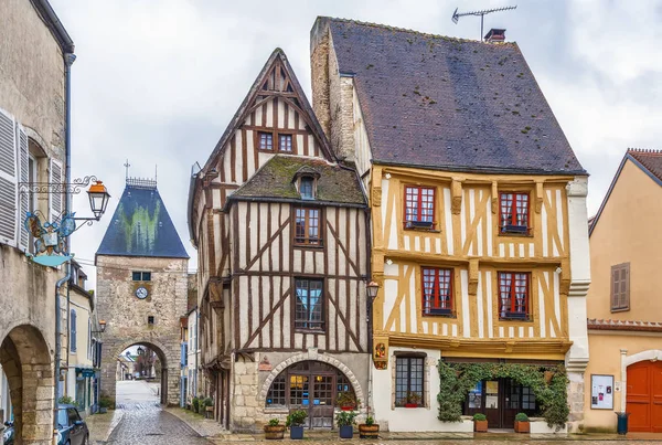 Square in Noyers, Yonne, France — стоковое фото