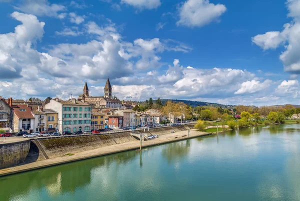 Widok na Tournus, Francja — Zdjęcie stockowe