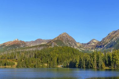 Yüksek Tatras dağlarında Strbske Pleso Gölü manzarası, Slovakya