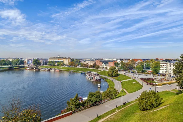 Pohled Řeku Vislu Hradu Wawel Krakově Polsko — Stock fotografie