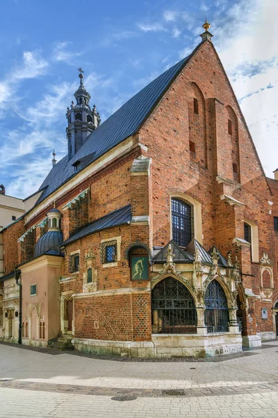Kostel Barbory Gotický Kostel Mariackém Náměstí Polském Krakově — Stock fotografie