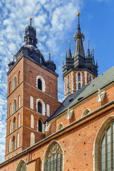 Bazylika Marii Murowany Gotycki Kościół Przylegający Rynku Głównego Krakowie — Zdjęcie stockowe