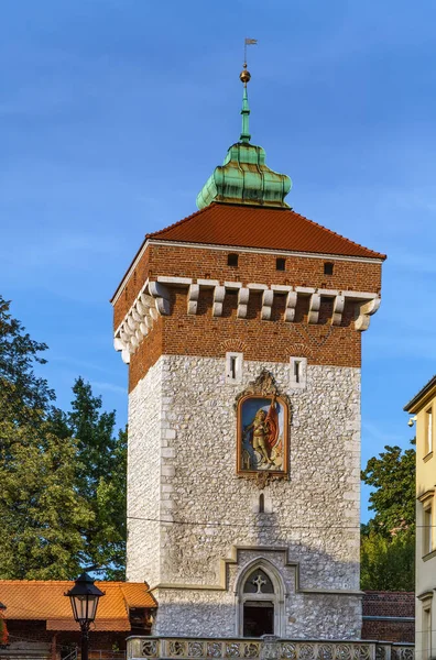 Das Florianstor Krakau Polen Ist Einer Der Bekanntesten Gotischen Türme — Stockfoto