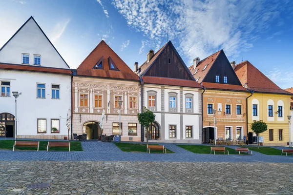 Történelmi Házak Központi Téren Bordejov Szlovákia — Stock Fotó
