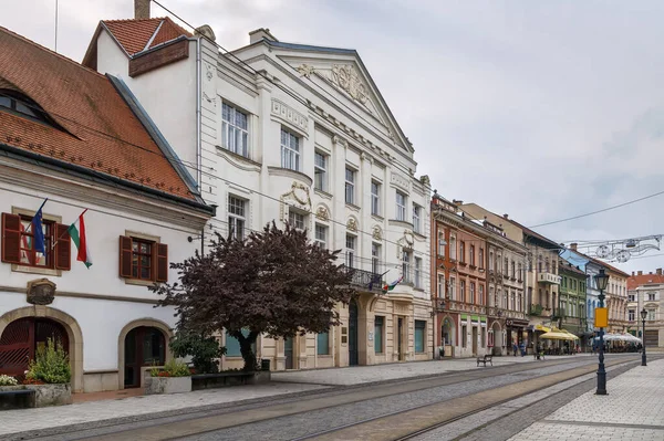 Straat Met Historische Huizen Miskolc Oude Stad Hongarije — Stockfoto