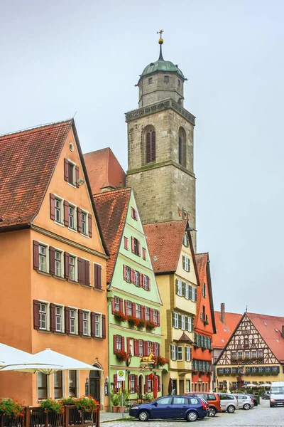 Straat Dinkelsbuhl Met Historische Huizen George Minster Beieren Duitsland — Stockfoto