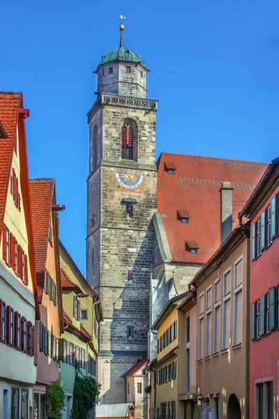 Rua Dinkelsbuhl Com Casas Históricas George Minster Baviera Alemanha — Fotografia de Stock