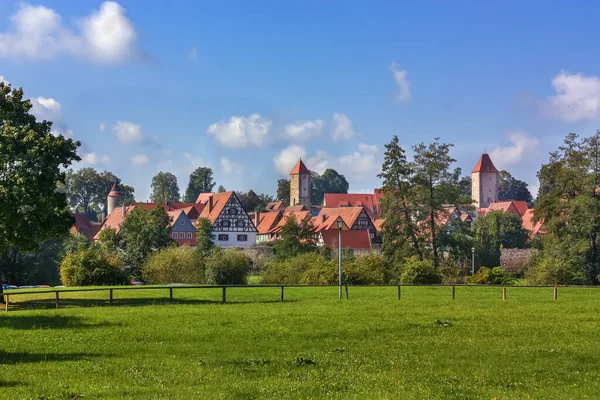 Вид Старинный Франкоязычный Город Динккабай Бавария Германия — стоковое фото