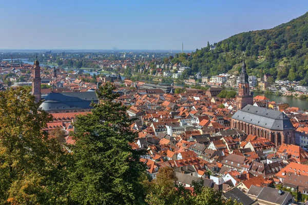 Widok Góry Zamkowej Stare Miasto Heidelbergu Niemcy — Zdjęcie stockowe