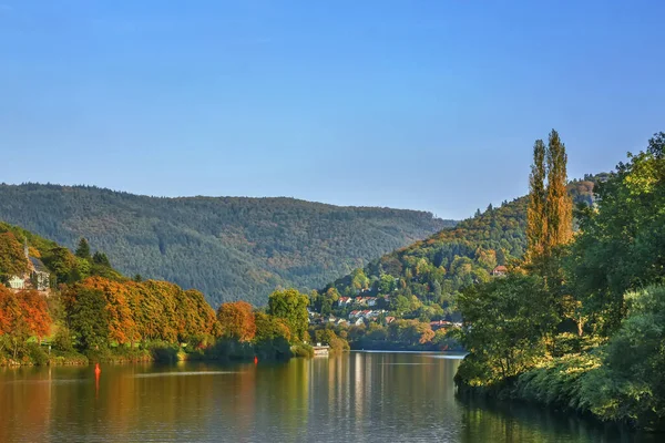Пейзаж Реке Неккар Осенью Германия — стоковое фото