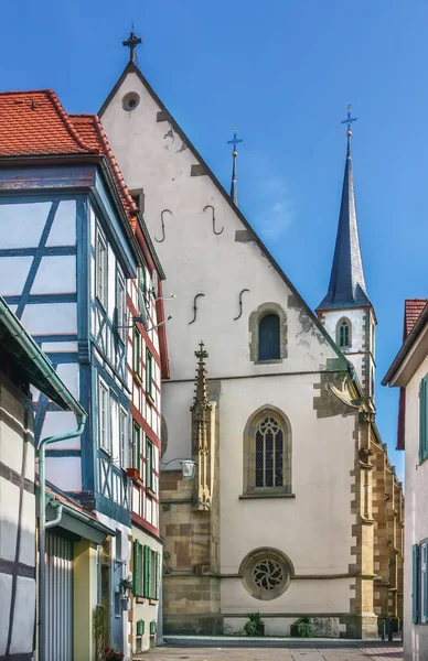 Protestantisk Stadtkirche Stadskyrka Byggdes Talet Romansk Arkitektur Och Slutade Gotisk — Stockfoto