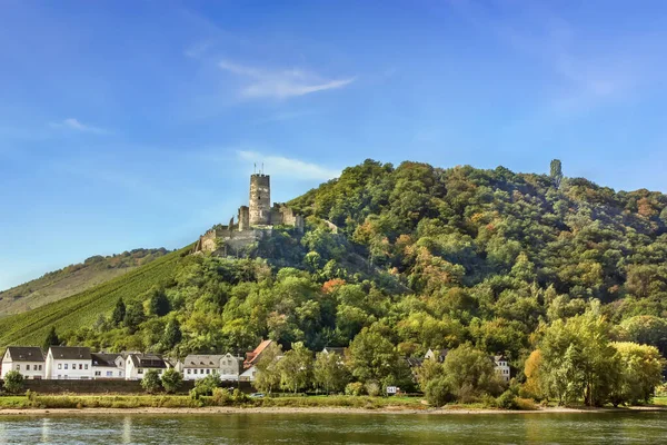 Вид Замок Фурстенберг Високому Березі Річки Рейн Німеччина — стокове фото