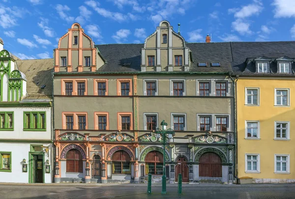 Casas Históricas Estilo Renacentista Una Plaza Del Mercado Weimar Alemania —  Fotos de Stock