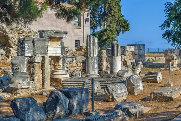Fragmentos Estructuras Arquitectónicas Antigua Corinto Grecia — Foto de Stock