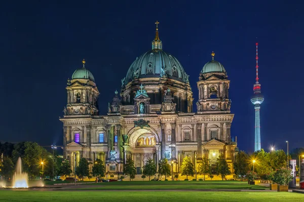 Catedral Berlín Asienta Centro Berlín Alemania Buenas Noches —  Fotos de Stock