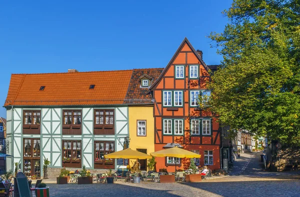 Street with half-timbered houses in Quedlinburg, Germany