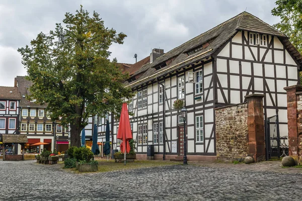 Straße Mit Historischen Fachwerkhäusern Einbeck — Stockfoto