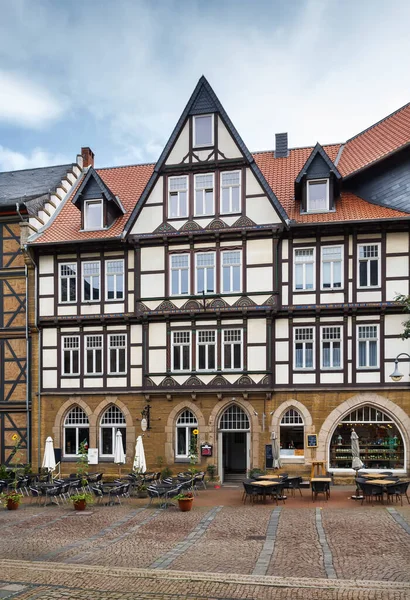 Strada Con Vecchia Casa Graticcio Goslar Germania — Foto Stock