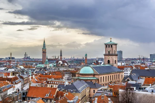 Danimarka Nın Yuvarlak Kule Kentinden Kopenhag Tarihi Merkezi — Stok fotoğraf