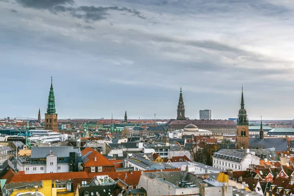 Widok Historyczne Centrum Kopenhagi Okrągłej Wieży Dania — Zdjęcie stockowe