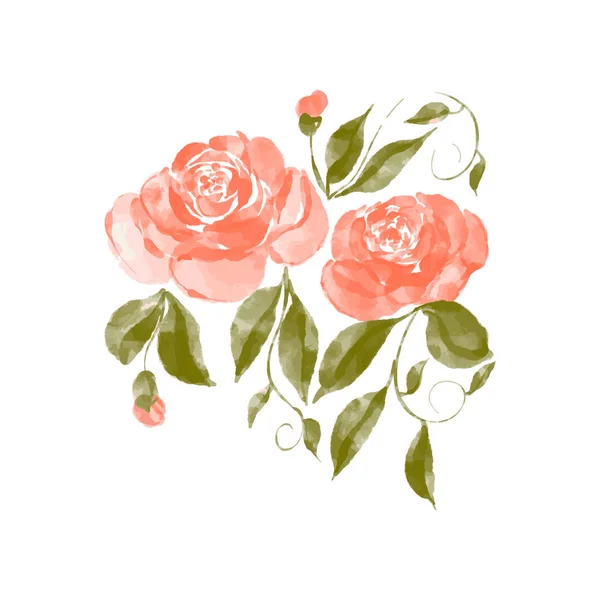 Roses Aquarelle Saint Valentin Fête Des Mères Anniversaire Vecteur — Image vectorielle