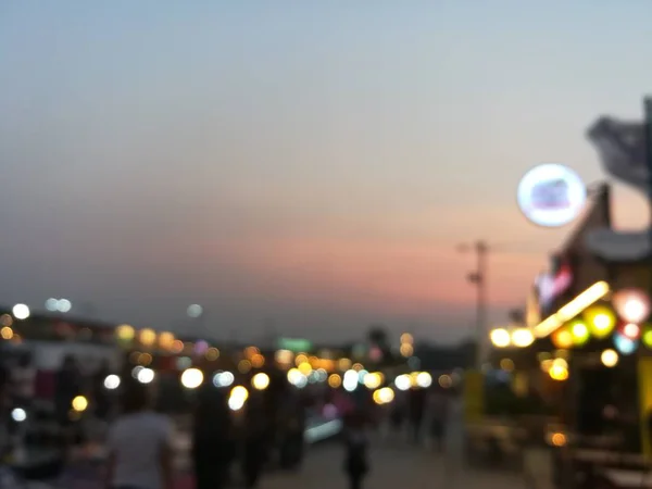 Mercado Nocturno Bangkok Luz Bokeh Desenfoque —  Fotos de Stock