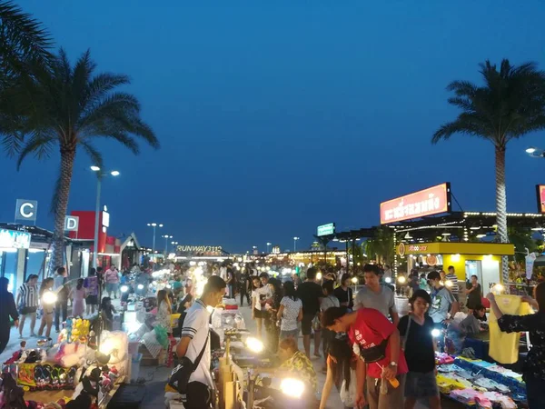 Noční Trh Bangkoku Světlo Bokeh Rozostření — Stock fotografie
