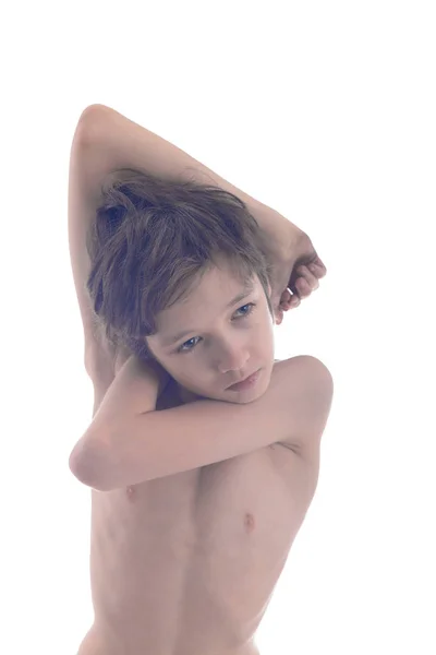 Portrét Chlapce Bílém Pozadí — Stock fotografie