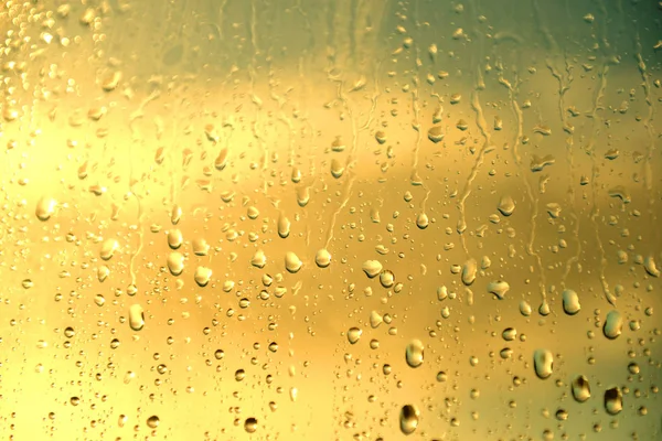 Deszcz Spada Szklance Zachodzie Słońca Zachód Słońca Poza Oknem Deszcz — Zdjęcie stockowe