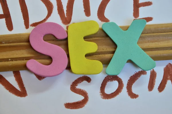 Renkli Bir Arka Plan Üzerinde Kelime Seks — Stok fotoğraf